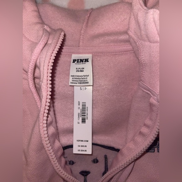 PINK Victoria's Secret Chalk Ross Full Zip Sweatshirt With Dog Embroidered Logo - Picture 2 of 7